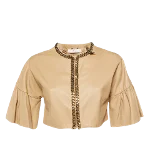 Beige Leather Elisabetta Franchi Jacket