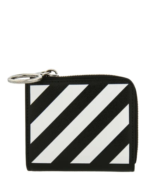 Black Leather Off White Wallet