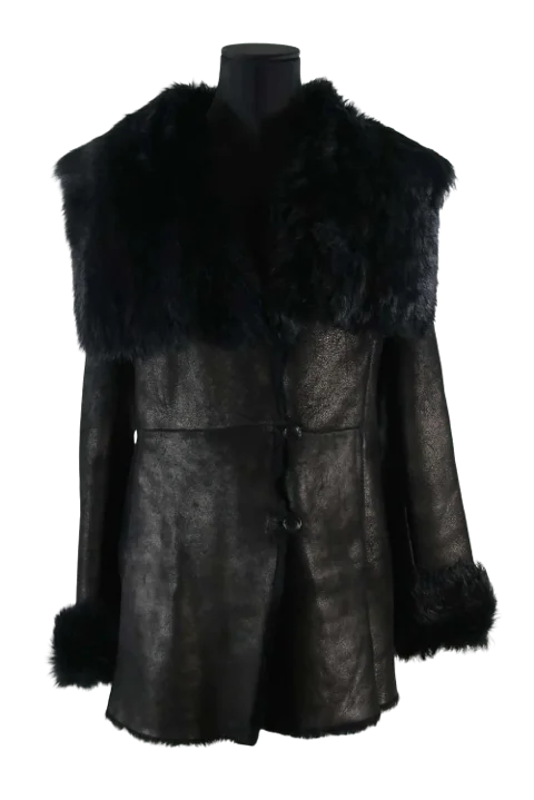 Black Leather Gerard Darel Coat