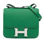 Green Leather Hermès Constance Bag