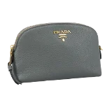 Grey Leather Prada Pouch