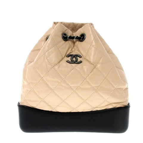 Beige Leather Chanel Backpack