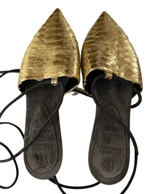 Gold Leather Brunello Cucinelli Sandals