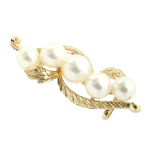 Gold Fabric Mikimoto Brooch