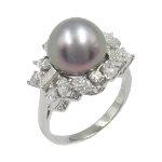 Silver Platinum Mikimoto Ring