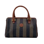 Brown Canvas Fendi Boston Bag