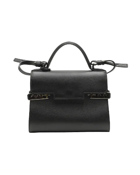 Black Leather Delvaux Shoulder Bag
