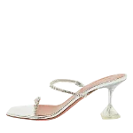 White Fabric Amina Muaddi Sandals