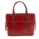 Red Leather Lancel Tote
