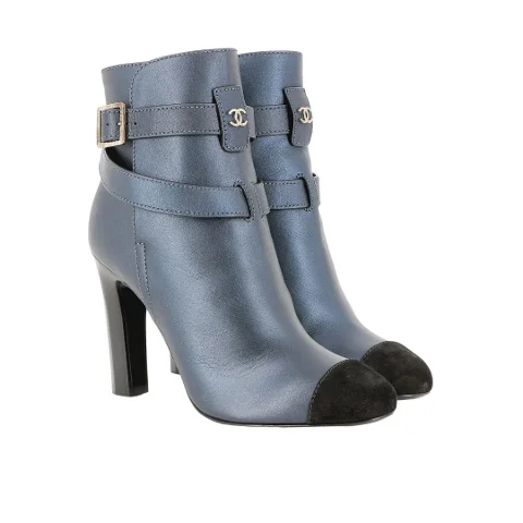 Blue Leather Chanel Boots