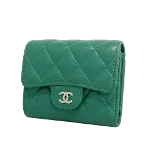 Green Leather Chanel Wallet