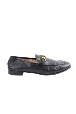 Black Leather Gucci Flat Shoes