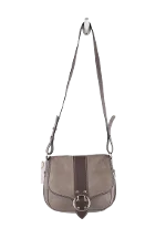 Grey Leather Lancel Shoulder Bag