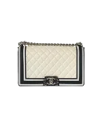 White Leather Chanel Boy Bags