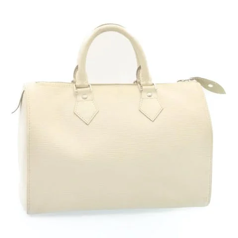 White Leather Louis Vuitton Speedy