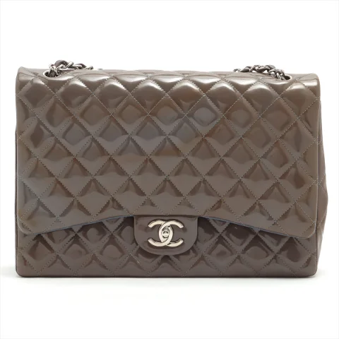 Grey Leather Chanel Flap Bag