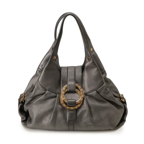 Grey Leather Bvlgari Handbag