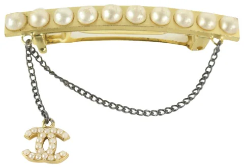Gold Pearl Chanel Hair Accessory