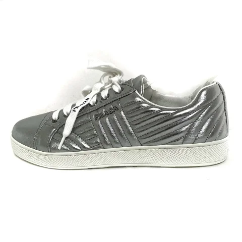 Silver Leather Prada Sneakers