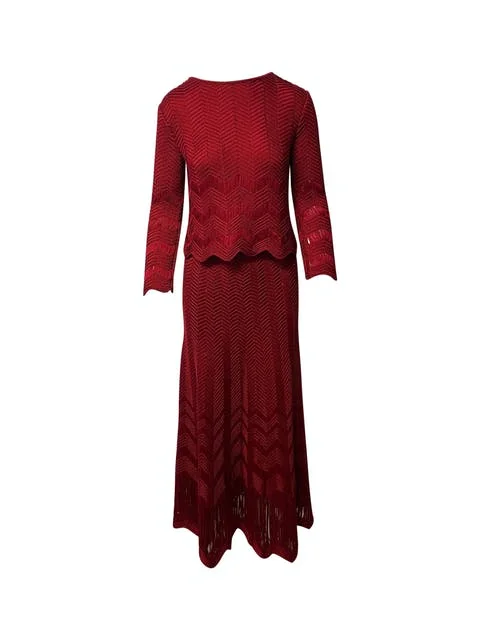 Red Fabric Oscar de la Renta Dress