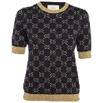 Navy Cotton Gucci Top