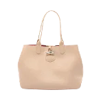 Beige Leather Longchamp Tote