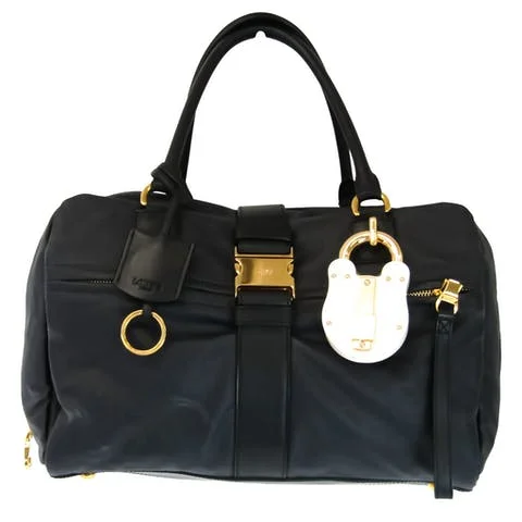 Black Leather Loewe Travel Bag