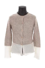 Beige Wool Dice Kayek Cardigan