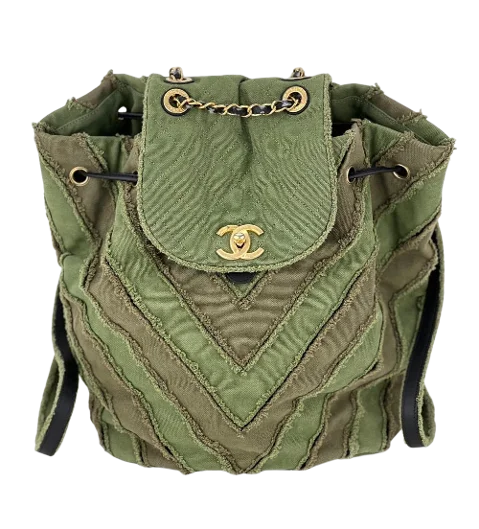 Green Canvas Chanel Backpack