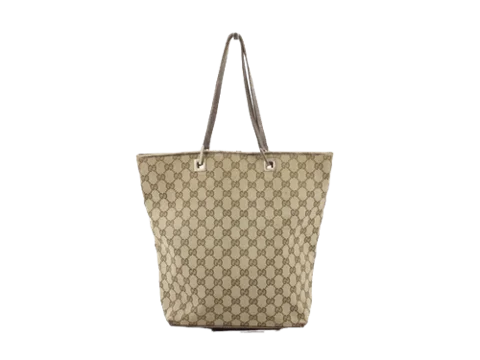 Brown Coated Canvas Gucci Tote