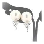 Silver Metal Mikimoto Earrings