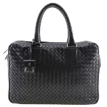 Black Leather Bottega Veneta Travel Bag