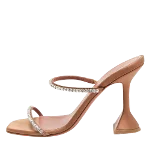 Beige Satin Amina Muaddi Sandals