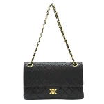 Black Leather Chanel Shoulder Bag