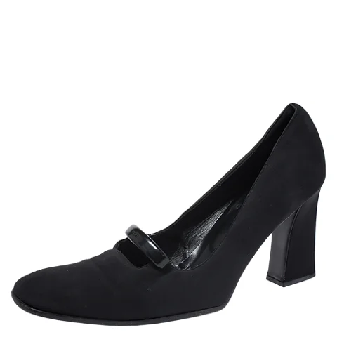 Black Fabric Prada Heels