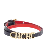 Black Leather Carolina Herrera Bracelet