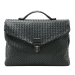 Black Leather Bottega Veneta Briefcase