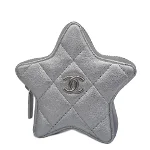 Silver Leather Chanel Pouch