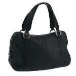 Black Leather Bvlgari Handbag