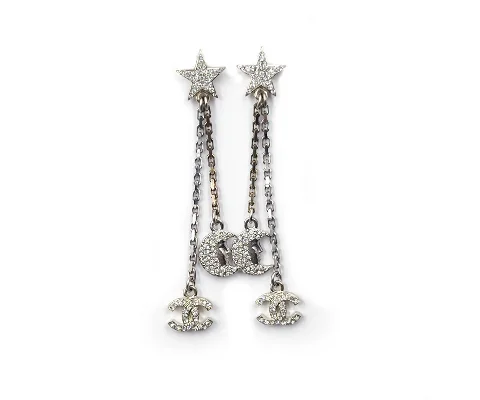 Silver Metal Chanel Earrings