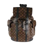 Brown Canvas Louis Vuitton Christopher Backpacks