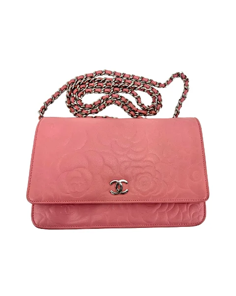 Pink Leather Chanel Wallet On Chain