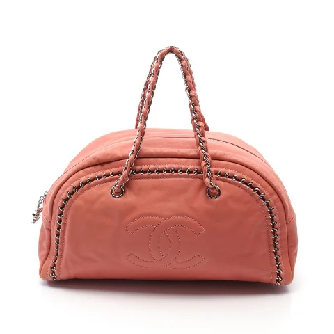 Pink Leather Chanel Boston Bag