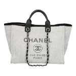 White Canvas Chanel Shopper