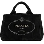 Black Fabric Prada Canapa Tote