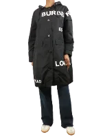 Black Polyester Burberry Coat