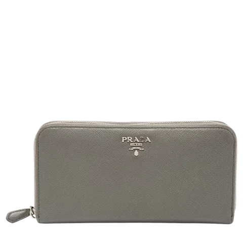 Grey Leather Prada Wallet
