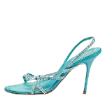 Blue Satin Rene Caovilla Sandals