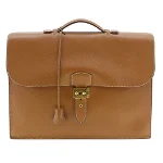 Brown Fabric Hermes Sac A Depeches