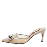 Beige Mesh Sergio Rossi Mules